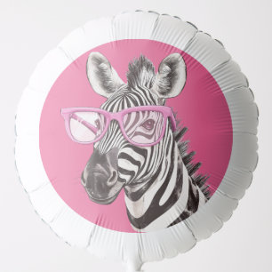 Zebra with Pink Glasses Balloon