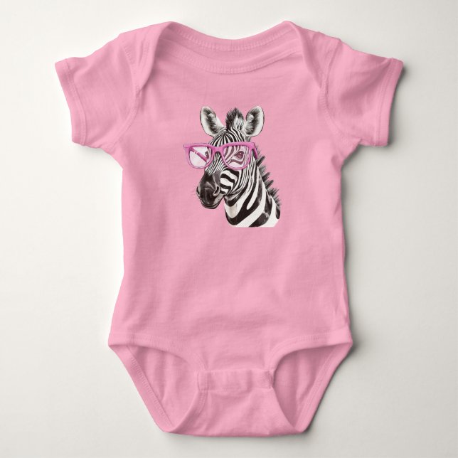 Zebra with Pink Glasses Bodysuits & One-Pieces