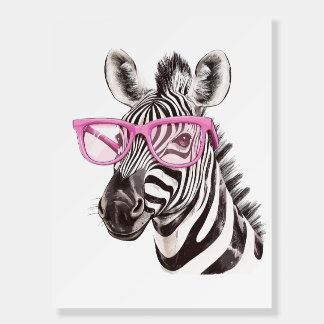 Zebra with Pink Glasses Foam Board