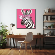 Zebra with Pink Glasses Poster