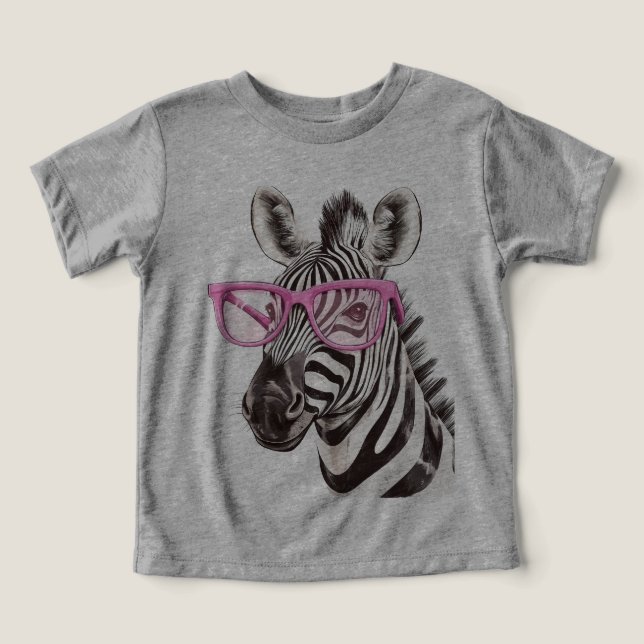 Zebra with Pink Glasses  Toddler T-shirt (Design Front)
