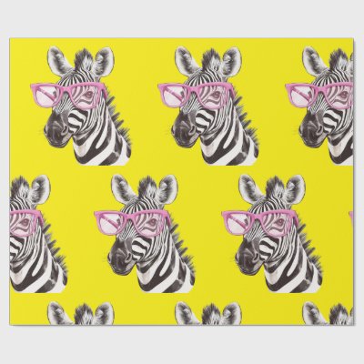 Zebra with Pink Glasses Wrapping Paper