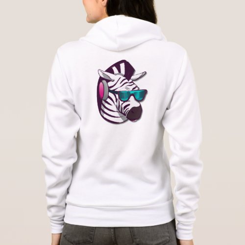 Zebra with Sunglasses and Earphones on Hoodie