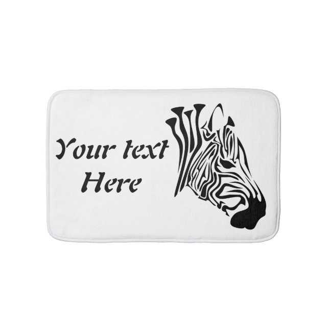 Zebra with Twisted Black Stripes Bath Mat (Front)
