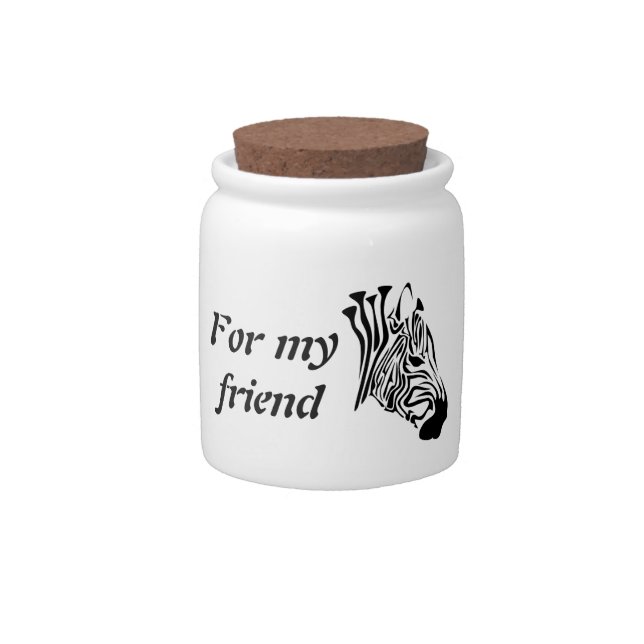 Zebra with Twisted Black Stripes Candy Jar (Front)