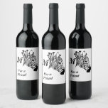 Zebra with Twisted Black Stripes Wine Label