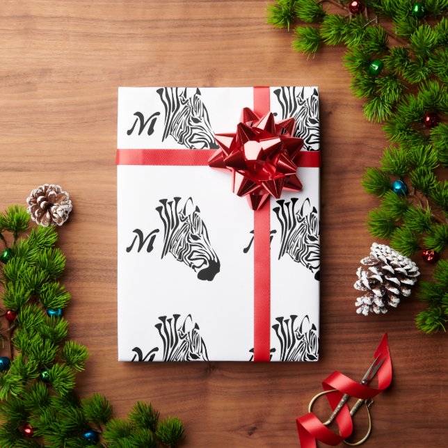Zebra with Twisted Black Stripes Wrapping Paper (Holiday Gift)