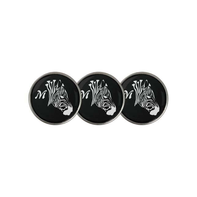 Zebra with Twisted White Stripes Silhouette Golf Ball Marker (3 Up)