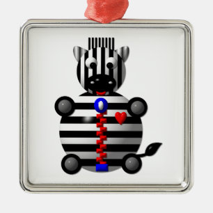 Zebra with Zipper Metal Ornament