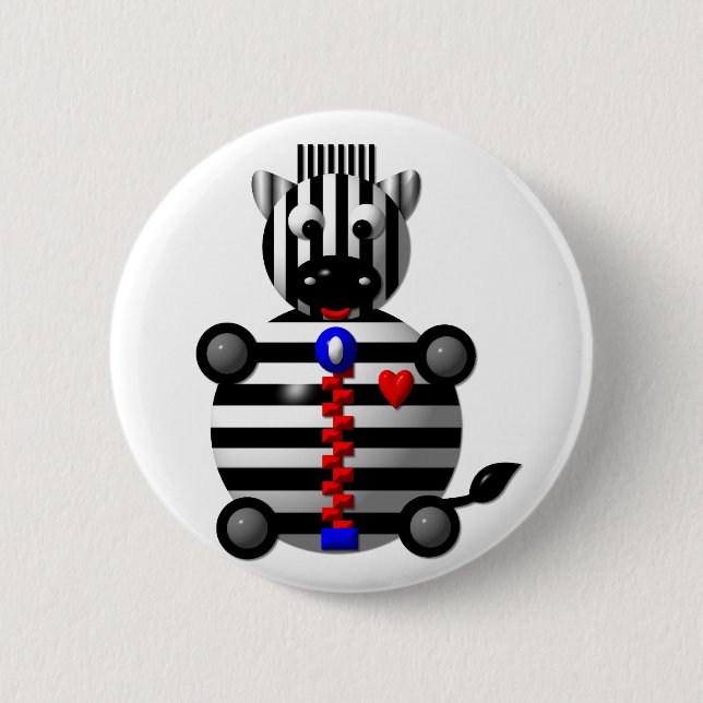 Zebra with Zipper Pinback Button (Front)