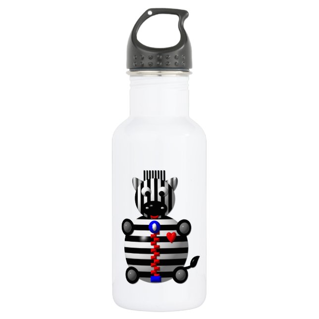 Zebra with Zipper Stainless Steel Water Bottle (Front)