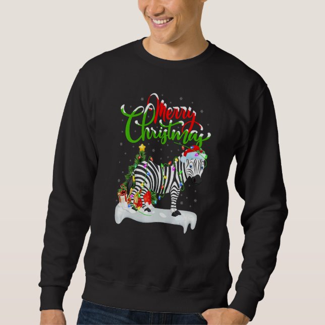 Zebra  Xmas Decorations Santa Zebra Christmas Sweatshirt (Front)