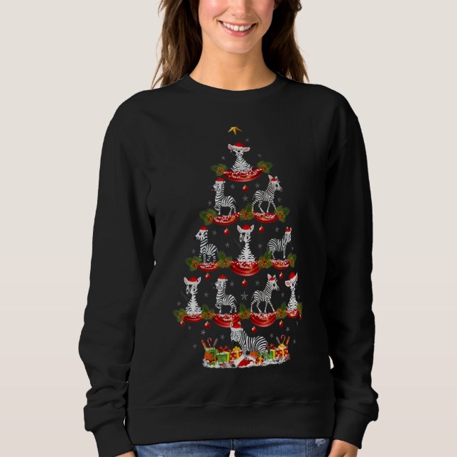 Zebra   Xmas Holiday Santa Zebra Christmas Tree Sweatshirt (Front)