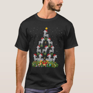 Zebra Xmas Tree Gift Santa Hat Zebra Christmas  T-Shirt