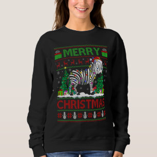 Zebra   Xmas Tree Lights Ugly Santa Zebra Christma Sweatshirt