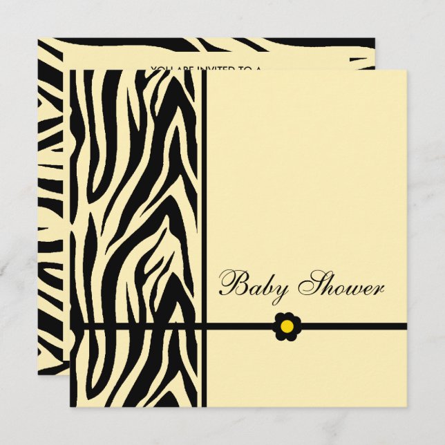 Zebra Yellow Baby Shower Boy Invitation (Front/Back)