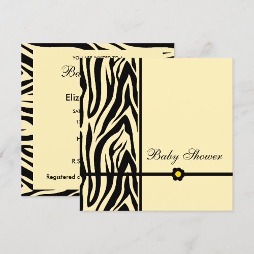Zebra Yellow-Baby Shower Boy Announcement
