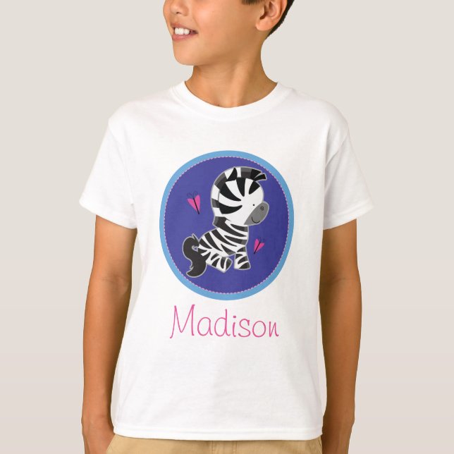 Zebra Zoo Animal Personalized Kids T-shirt (Front)