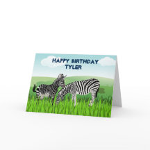 Zebra Zoo Animals Birthday Card for Boys