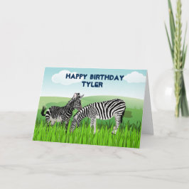 Zebra Zoo Animals Birthday Card for Boys