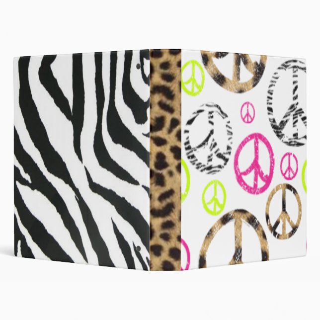 zebracheetahprintpeace 3 ring binder (Background)