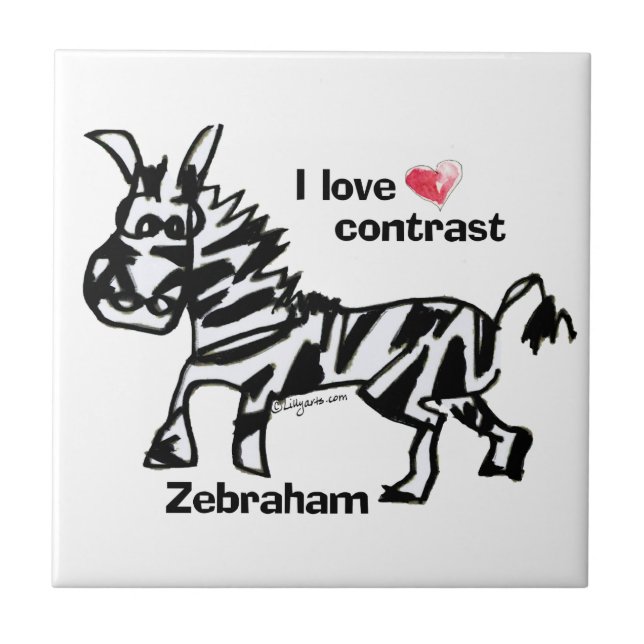 Zebraham- I love contrast Ceramic Tile (Front)