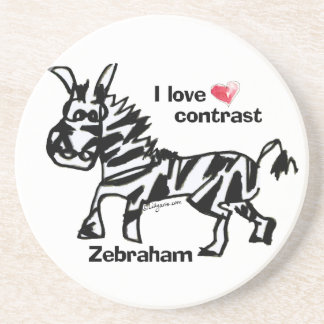 Zebraham- I love contrast Drink Coaster