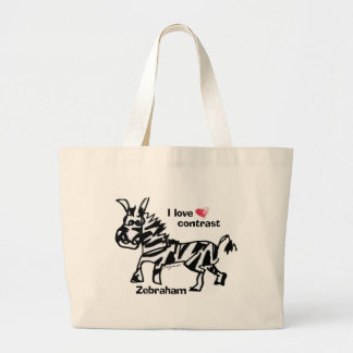 Zebraham- I love contrast Large Tote Bag