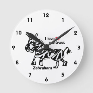 Zebraham- I love contrast Round Clock