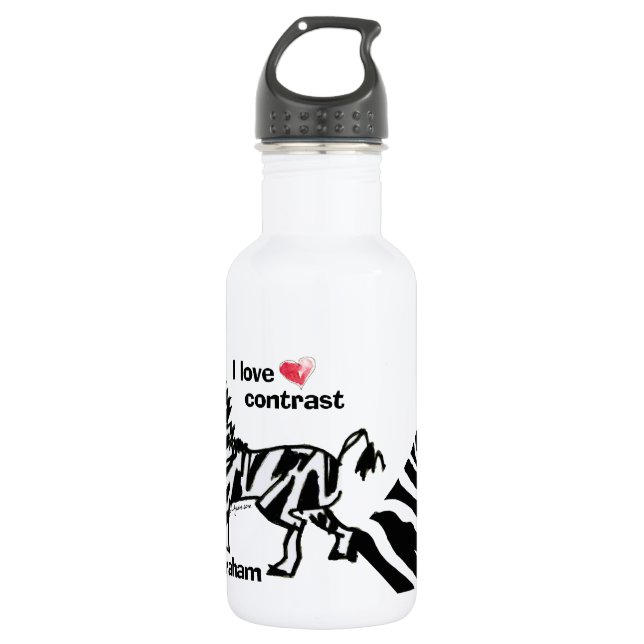 Zebraham- I love contrast Stainless Steel Water Bottle (Front)