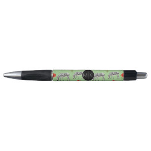 Zebras Among Hibiscus Flowers Monogram Pen