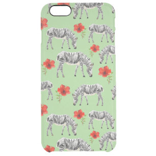 Zebras Among Hibiscus Flowers Clear iPhone 6 Plus Case