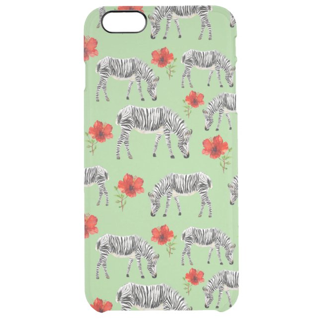 Zebras Among Hibiscus Flowers Uncommon iPhone Case (Back)