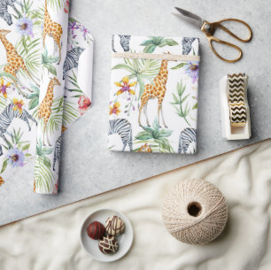 Zebras And Giraffes Oh My Wrapping Paper