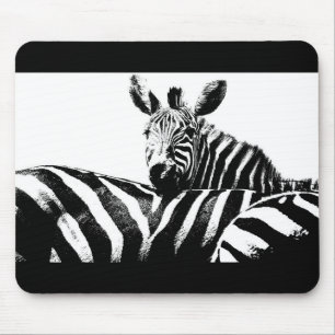 Zebras Black And White Pop Art Template Customize Mouse Pad
