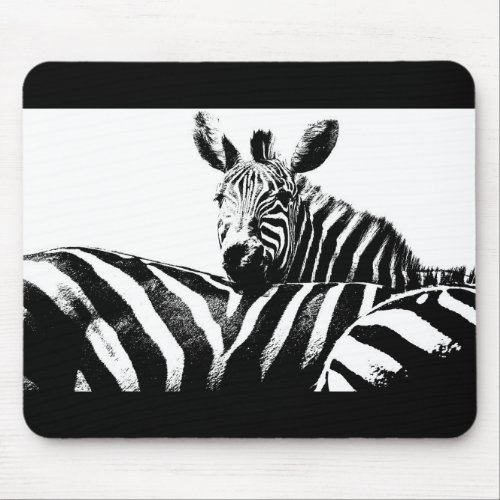 Zebras Black And White Pop Art Template Customize Mouse Pad