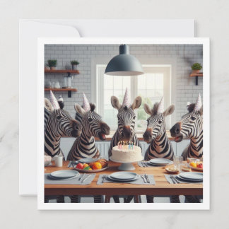 Zebras celebrating, zebra birthday invitation