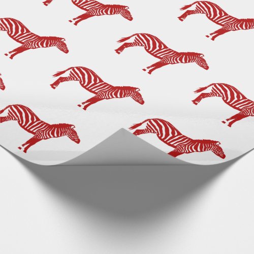 Zebras _ Deep Red and White Wrapping Paper