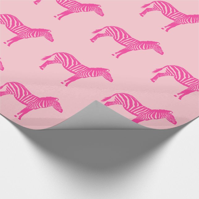 Zebras - Fuchsia and light pink Wrapping Paper (Corner)