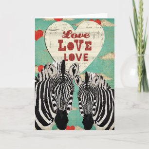 Zebras Heart Valentine Card