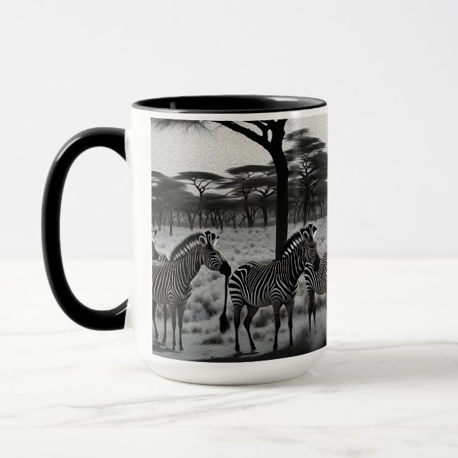 Zebras In Africa Oil Paint, Coffee Mug (Left)