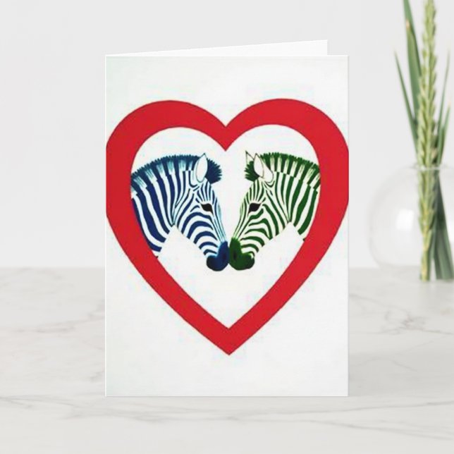 Zebras In Love Striped Card (Front)