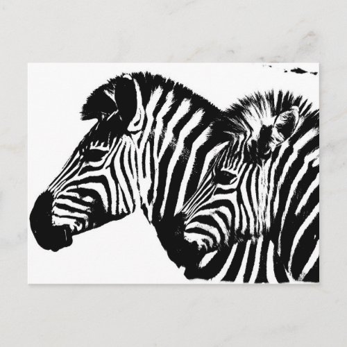 Zebras Modern Black And White Pop Art Template Postcard