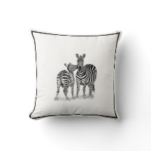 Zebras on Black & White Throw Pillow, 16" x 16"