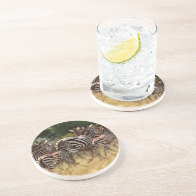 Zebras on the Move: A Journey of a Thousand Miles Sandstone Coaster (Side)