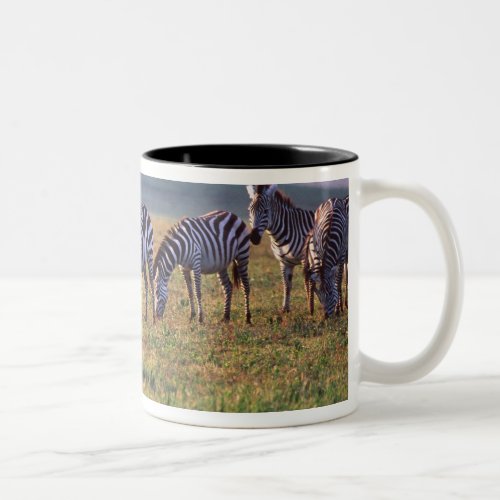 Zebras on the Serengetti Plains at Sunrise Two_Tone Coffee Mug