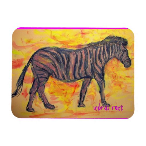 zebras rock art magnet