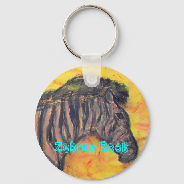Zebras Rock Keychain (Front)