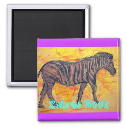 Zebras Rock Magnet