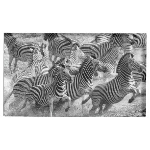 Zebras running place card holder